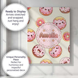 Personalised Name Cute Kawaii Donuts Cream Custom  Unique Gift Idea Elegant Feature Canvas Wall Art Print Decor Picture Ready to Hang