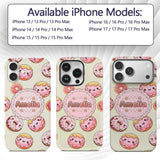 Cute Kawaii Donuts Cream Background Sweet Dessert Custom Name Protective Phone Case Mobile Cover Durable Everyday Smartphone Shock Resistant