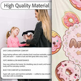 Cute Kawaii Donuts Cream Background Sweet Dessert Seamless Pattern  Personalised Custom Name Super Soft Fleece Blanket Bed Sofa Throw