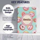 Personalised Name Cute Kawaii Donuts Mint Custom  Unique Gift Idea Elegant Feature Canvas Wall Art Print Decor Picture Ready to Hang