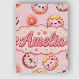 Personalised Name Cute Kawaii Donuts Soft Custom  Unique Gift Idea Elegant Feature Canvas Wall Art Print Decor Picture Ready to Hang