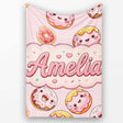 Cute Kawaii Donuts Soft Pink Background Sweet Dessert Seamless  Personalised Custom Name Super Soft Fleece Blanket Bed Sofa Throw