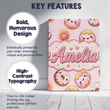 Personalised Name Cute Kawaii Donuts Soft Custom  Unique Gift Idea Elegant Feature Canvas Wall Art Print Decor Picture Ready to Hang
