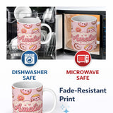 Personalized Custom Name Cute Kawaii Donuts Soft Pink Background Sweet Dessert Seamless 11oz Ceramic Coffee Tea Mug White Large Handle