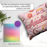 Custom Name Cute Kawaii Donuts Soft Pink Sweet Dessert Seamless Square Filled Cushion Throw Pillow Sofa Bed Home Decor Zip Washable UK Made