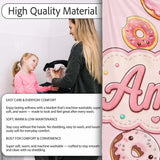 Cute Kawaii Donuts Soft Pink Background Sweet Dessert Seamless  Personalised Custom Name Super Soft Fleece Blanket Bed Sofa Throw