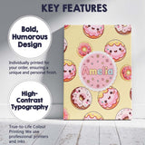 Personalised Name Cute Kawaii Donuts Yellow Custom  Bespoke Interior Contemporary Canvas Wall Art Print Decor Picture Ready to Hang