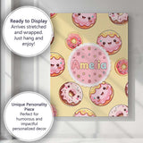 Personalised Name Cute Kawaii Donuts Yellow Custom  Bespoke Interior Contemporary Canvas Wall Art Print Decor Picture Ready to Hang