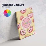 Personalised Name Cute Kawaii Donuts Yellow Custom  Bespoke Interior Contemporary Canvas Wall Art Print Decor Picture Ready to Hang