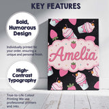 Personalised Name Cute Strawberry Milkshake Custom  Bespoke Interior Contemporary Canvas Wall Art Print Decor Picture Ready to Hang
