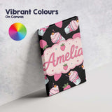 Personalised Name Cute Strawberry Milkshake Custom  Bespoke Interior Contemporary Canvas Wall Art Print Decor Picture Ready to Hang