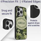 Rich Woodland Green Camouflage Seamless Pattern Custom Name Protective Phone Case Mobile Cover Durable Everyday Smartphone Shock Resistant