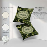 Custom Name Rich Woodland Green Camouflage Seamless Pattern Cup Square Filled Cushion Throw Pillow Sofa Bed Home Decor Zip Washable UK Made