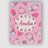 Personalised Name Cute Strawberry Milkshake Custom  Bespoke Interior Contemporary Canvas Wall Art Print Decor Picture Ready to Hang