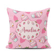 Custom Name Cute Strawberry Milkshake Cupcake Soft Pink Seamless Square Filled Cushion Throw Pillow Sofa Bed Home Decor Zip Washable UK Made