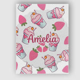 Personalised Name Cute Strawberry Milkshake Custom  Bespoke Interior Contemporary Canvas Wall Art Print Decor Picture Ready to Hang
