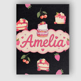 Personalised Name Cute Strawberry Cake Custom  Modern Room Accent Elegant Feature Canvas Wall Art Print Decor Picture Ready to Hang