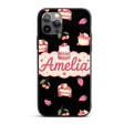 Cute Strawberry Cake Cherry Decorative Design Custom Name Protective Phone Case Mobile Cover Durable Everyday Smartphone Shock Resistant