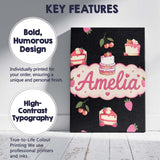 Personalised Name Cute Strawberry Cake Custom  Modern Room Accent Elegant Feature Canvas Wall Art Print Decor Picture Ready to Hang