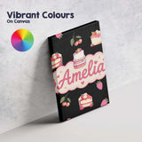 Personalised Name Cute Strawberry Cake Custom  Modern Room Accent Elegant Feature Canvas Wall Art Print Decor Picture Ready to Hang