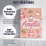 Personalised Name Cute Strawberry Cherry Custom  Unique Gift Idea Elegant Feature Canvas Wall Art Print Decor Picture Ready to Hang