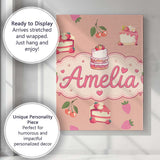 Personalised Name Cute Strawberry Cherry Custom  Unique Gift Idea Elegant Feature Canvas Wall Art Print Decor Picture Ready to Hang