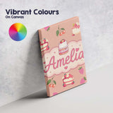 Personalised Name Cute Strawberry Cherry Custom  Unique Gift Idea Elegant Feature Canvas Wall Art Print Decor Picture Ready to Hang