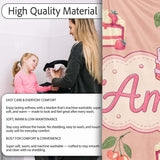 Cute Strawberry Cherry Cake Dessert Beige Background Seamless  Personalised Custom Name Super Soft Fleece Blanket Bed Sofa Throw