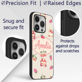 Cute Strawberry Cherry Cake Decorative Design Custom Name Protective Phone Case Mobile Cover Durable Everyday Smartphone Shock Resistant