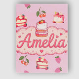 Personalised Name Cute Strawberry Cherry Custom  Unique Gift Idea Elegant Feature Canvas Wall Art Print Decor Picture Ready to Hang