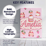 Personalised Name Cute Strawberry Cherry Custom  Unique Gift Idea Elegant Feature Canvas Wall Art Print Decor Picture Ready to Hang