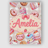 Personalised Name Cute Kawaii Donut Cake Custom  Unique Gift Idea Elegant Feature Canvas Wall Art Print Decor Picture Ready to Hang