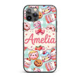 Cute Kawaii Donut Cake Dessert Printed Design Custom Name Protective Phone Case Mobile Cover Durable Everyday Smartphone Shock Resistant