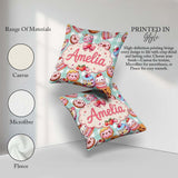 Custom Name Kawaii Donut Cake Dessert Mint Gingham Seamless Name Square Filled Cushion Throw Pillow Sofa Bed Home Decor Zip Washable UK Made