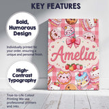 Personalised Name Cute Kawaii Donut Cake Custom  Unique Gift Idea Elegant Feature Canvas Wall Art Print Decor Picture Ready to Hang