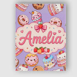 Personalised Name Cute Kawaii Donut Cake Custom  Unique Gift Idea Elegant Feature Canvas Wall Art Print Decor Picture Ready to Hang