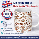 Personalized Custom Name Watercolor Gingerbread Cookies Star Anise Festive Seamless Pattern 11oz Ceramic Coffee Tea Mug White Large Handle
