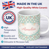 Personalized Custom Name Pastel Cute Hamster Soft Polka Dot Seamless Pattern Cute Unique Gift 11oz Ceramic Coffee Tea Mug White Large Handle