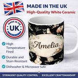 Personalized Custom Name Soft Watercolor Animals Botanical Pattern Charming Kitchen Decor 11oz Ceramic Coffee Tea Mug White Large Handle