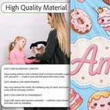 Cute Kawaii Donut Cake Dessert Blue Background Seamless Pattern Name  Personalised Custom Name Super Soft Fleece Blanket Bed Sofa Throw