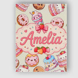 Personalised Name Cute Kawaii Donuts Cakes Custom  Unique Gift Idea Elegant Feature Canvas Wall Art Print Decor Picture Ready to Hang