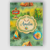 Personalised Name Camping Adventure Gear Watercolor Seamless Pattern Custom  Home Canvas Wall Art Print Decor Picture Ready to Hang