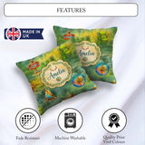 Custom Name Camping Adventure Gear Watercolor Seamless Pattern Square Filled Cushion Throw Pillow Sofa Bed Home Decor Zip Washable UK Made