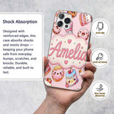 Cute Kawaii Donuts Cakes Desserts Printed Design Custom Name Protective Phone Case Mobile Cover Durable Everyday Smartphone Shock Resistant