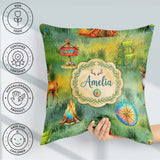Custom Name Camping Adventure Gear Watercolor Seamless Pattern Square Filled Cushion Throw Pillow Sofa Bed Home Decor Zip Washable UK Made