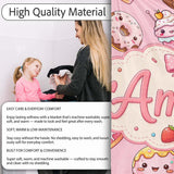 Cute Kawaii Donuts Cakes Desserts Blush Pink Background Seamless  Personalised Custom Name Super Soft Fleece Blanket Bed Sofa Throw