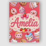 Personalised Name Cute Kawaii Donuts Cakes Custom  Unique Gift Idea Elegant Feature Canvas Wall Art Print Decor Picture Ready to Hang
