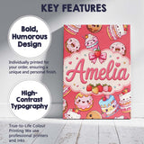 Personalised Name Cute Kawaii Donuts Cakes Custom  Unique Gift Idea Elegant Feature Canvas Wall Art Print Decor Picture Ready to Hang