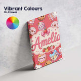 Personalised Name Cute Kawaii Donuts Cakes Custom  Unique Gift Idea Elegant Feature Canvas Wall Art Print Decor Picture Ready to Hang