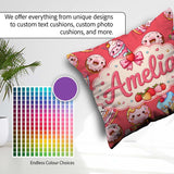 Custom Name Kawaii Donuts Cakes Desserts Red Background Seamless Square Filled Cushion Throw Pillow Sofa Bed Home Decor Zip Washable UK Made